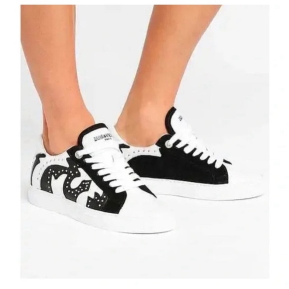 Zadig & voltaire nash black white studded sneakers - Picture 2 of 12